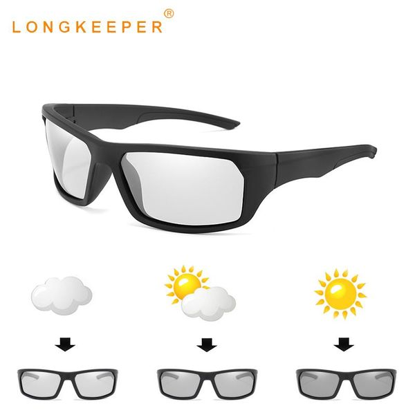 

pchromic sunglasses men polarized sun glasses driver chameleon glasses change color eyewear goggles gafas de sol uv400, White;black