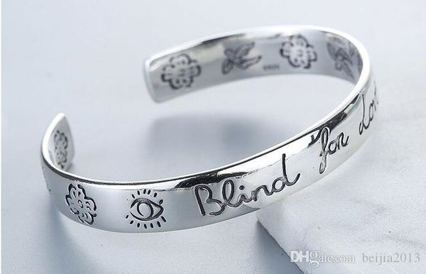 

classic famous sumptuous women bracelet blind for love 925 sterling silver bracelt flower heart bangle bracciali couple jewelry82, Black