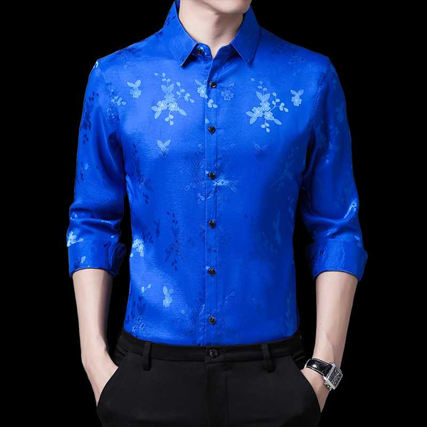 

new 2020 male floral dress shirt spring autumn mens casual shirts long sleeve flowers dress shirts ing, White;black