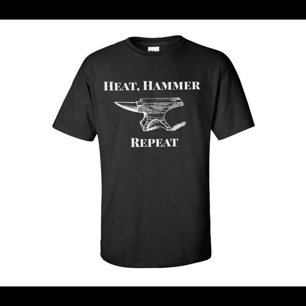 

fire creek forge heat hammer repeat blacksmith gifts forged in fire gifts for him short sleeve t shirt
