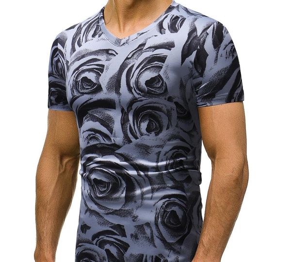 

foreign trade large new men's fashion decor v-neck slim casual short sleeve t-shirt wholesale, White;black