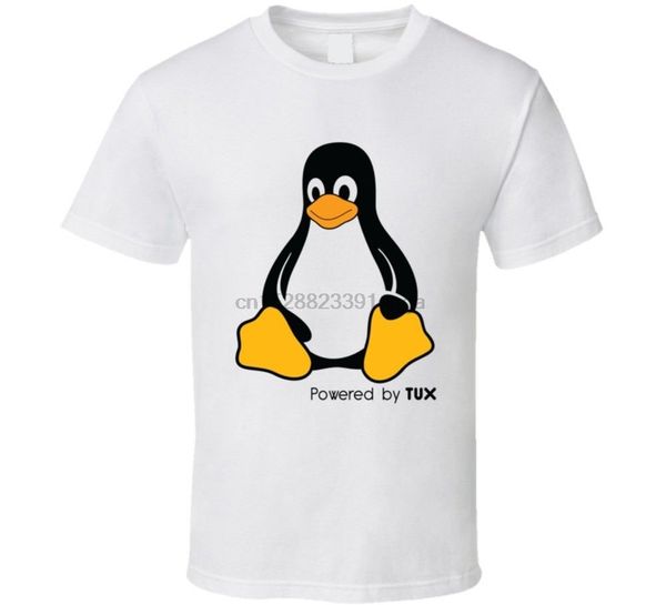 

powered by tux linux logo funny t shirt cartoon t shirt men new fashion tshirt ajax funny