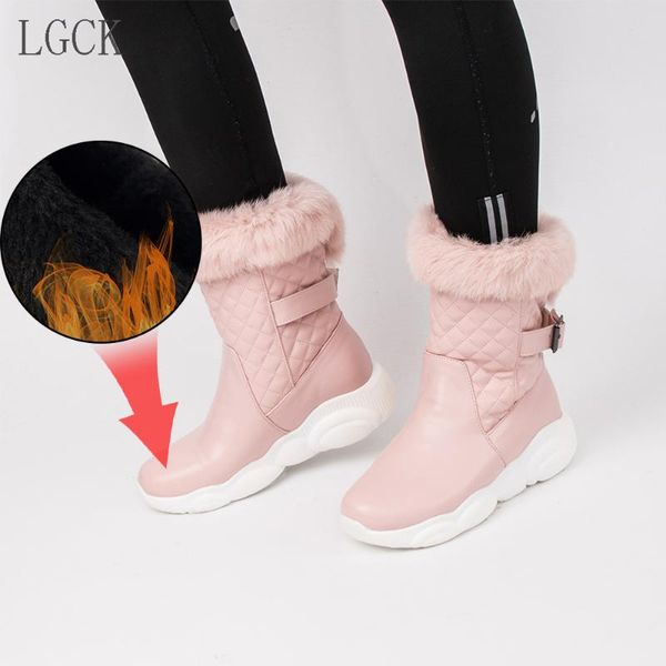 

plus size 34-46 winter fashion fur boots thick bottom boots women zipper short ankle winter snow, Black