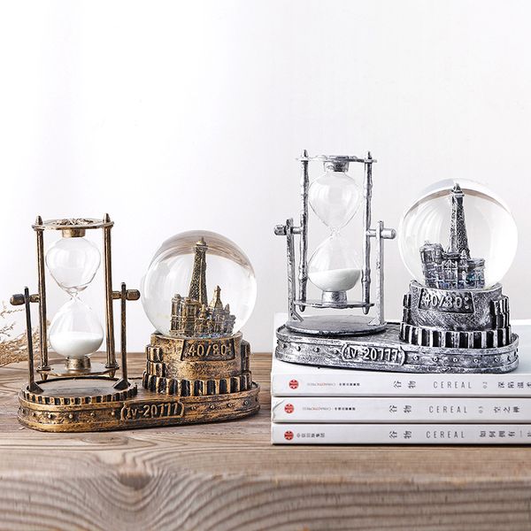 

european-style retro glitter crystal ball hourglass creative ornaments student gift music box domestic ornaments wholesale