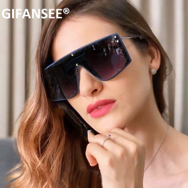 

oversized square shield sunglasses women men fashion luxury flat rimless eyewear uv400 large black blue shades oculos gafas, White;black
