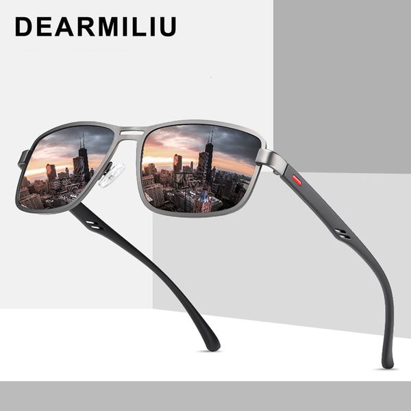 

dearmiliu 2020 new fashion sunglasses men polarized square metal frame male sun glasses driving fishing eyewear zonnebril heren, White;black