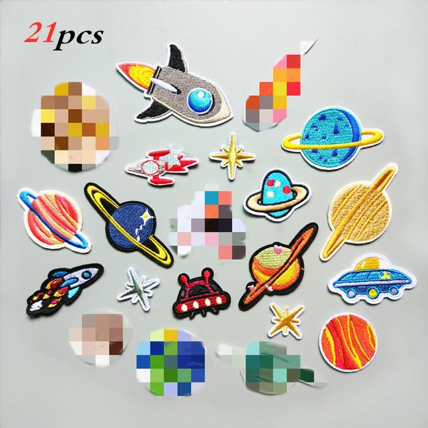 

embroidery cartoon cloth stickers astronaut adhesive patch cloth stickers planet rocket universe garment appliques diy accessories vt1485