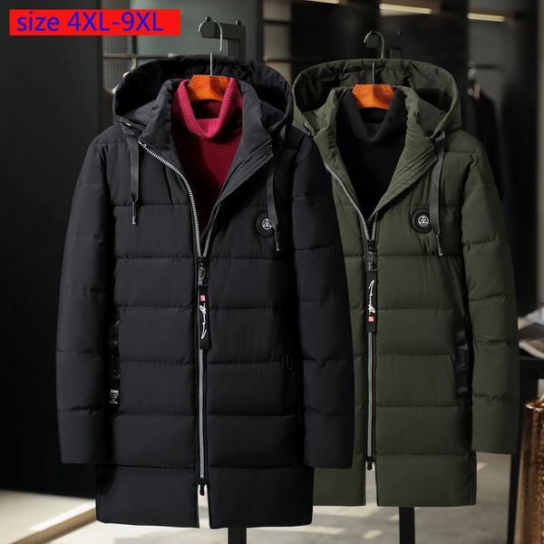 

new arrival long men extra large winter loose padded jacket casual thick mens hoodie coat plus size 4xl 5xl 6xl 7xl 8xl 9xl, Black