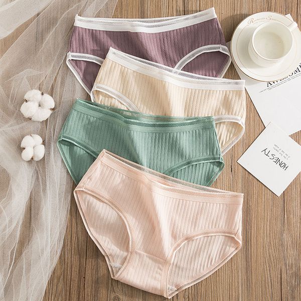 

seamless cotton panties for woman fashion solid underpants breathable panty female briefs tanga plus size underwear, Black;pink