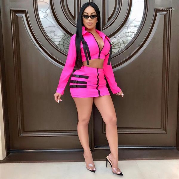 

комплекты женщин середина талия узкие костюмы женских дизайнерский отворот шея юбка костюм женских молнии пояса блейзеры 2pcs одежда, White;black