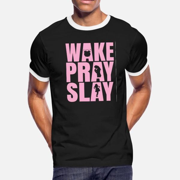 

spiritual mom gift wake pray slay design t shirt men custom cotton round collar kawaii graphic new fashion spring trend shirt