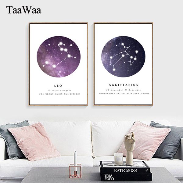 

constellations nursery wall art canvas painting black white poster prints astrology sign minimalist nordic kids pictures decor