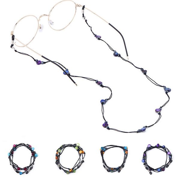 

fashion reading glasses chain for women shell beads sunglasses cords beaded eyeglass lanyard hold straps black eyewear retainer, Silver