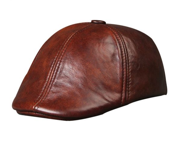 

berets fashion men hat spring autumn winter genuine leather solid black beret baseball cap, Blue;gray