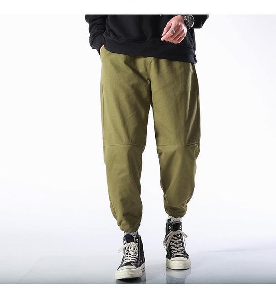 

male cargo pants fitness loose solid color trousers hip pop multi pocket mens clothing fashion designer, Black