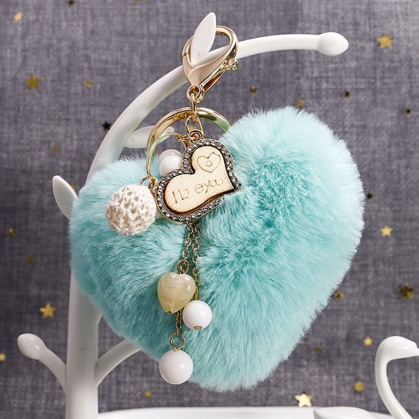 

pompom брелок подвеска pearl кисточка пушистого flush искусственного мех кролик брелка для женщин девушки сердца сумки charms 2020, Silver