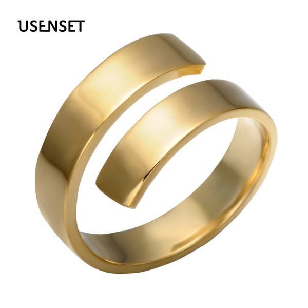 

usenset 316 stainless steel ring fashion film ring adjustable size lettering couple rings lover gift, Golden;silver