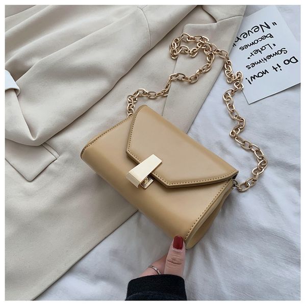 

simple solid color messenger bag for women minimalist designer chain handbag pu leather crossbody bags small bag