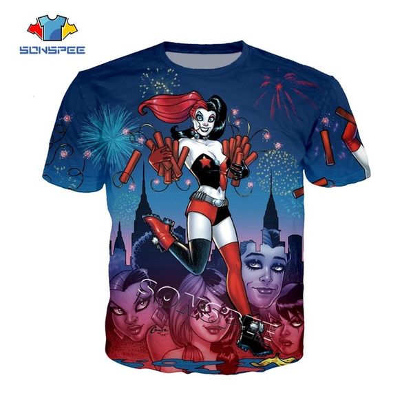 

summer suicide squad harley quinn comic clown 3d print shirts harajuku horror graphic men clothing