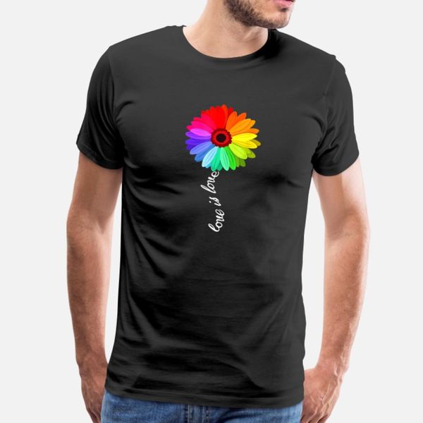 

love is love love daisy lgbt rainbow shirt gay t shirt men create 100% cotton o-neck original fitness basic spring autumn slim shirt