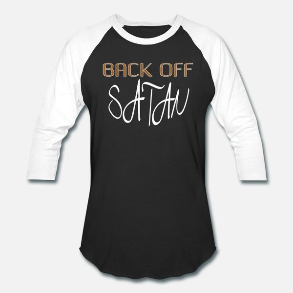 

back off satan white t shirt men crazy cotton crew neck basic solid crazy new style summer style letters shirt