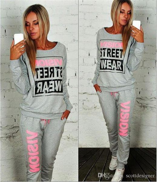 

neck tracksuits letter print hoodies designer 2pcs sports suits fashion casual womens clothing women autumn crew, Gray