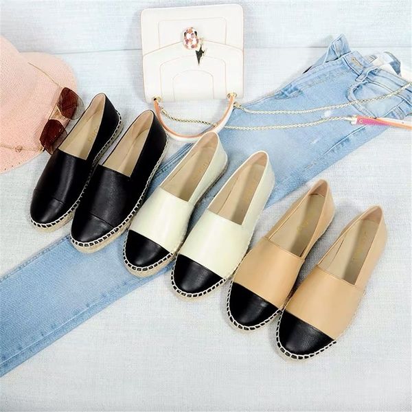 

women's shoes new fashion genuine leather flat shoes classical brand designers women spring autumn espadrilles loafers, Black