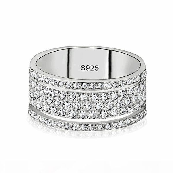 

charming promise ring micro pave diamond real 925 sterling silver engagement wedding band ring for women party jewelry, Slivery;golden