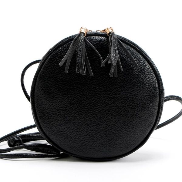 

2020 new fashion luxury designer crossbody bags for women round tassel messenger bag pu leather solid casual shoulder bags handbags women