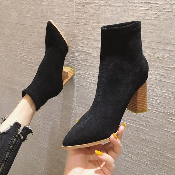 

женщины boots 2020 победитель элегантные высокие каблуки сапоги sexy женщин способа лодыжки, Black