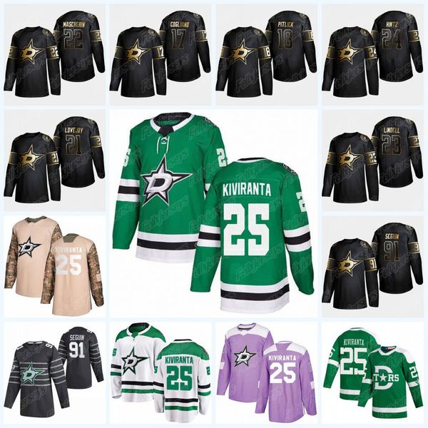 

25 joel kiviranta 2020 all star stars alexander radulov miro heiskanen roope hintz jamie benn joe pavelski corey jersey, Black;red