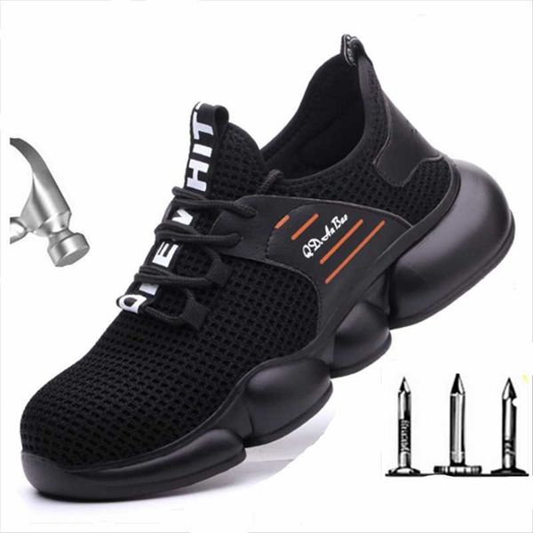 

обувь мода безопасности для мужчин стали toe загрузки открытых кроссовок архитектура легких дышащей нескользящих indestructible обуви, Black
