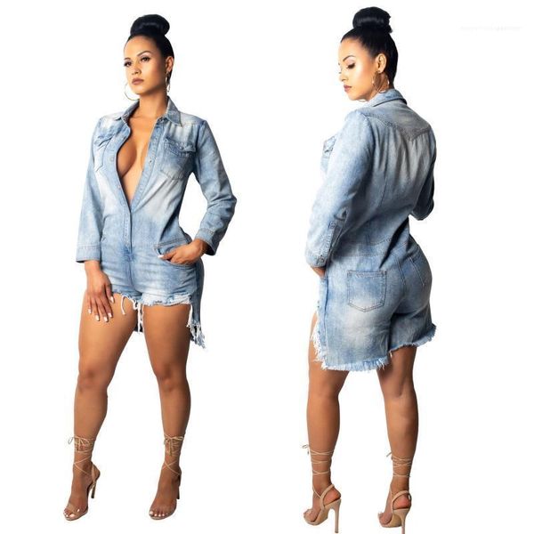 

skinny shirt shorts rompers suits single breasted fashion vesditoes jumpsuits playsuits women denim jean jumpsuits ripped, Black;white