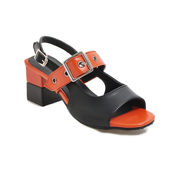 

big size simple chunky sandals high heels sandals women shoes woman summer ladies, Black