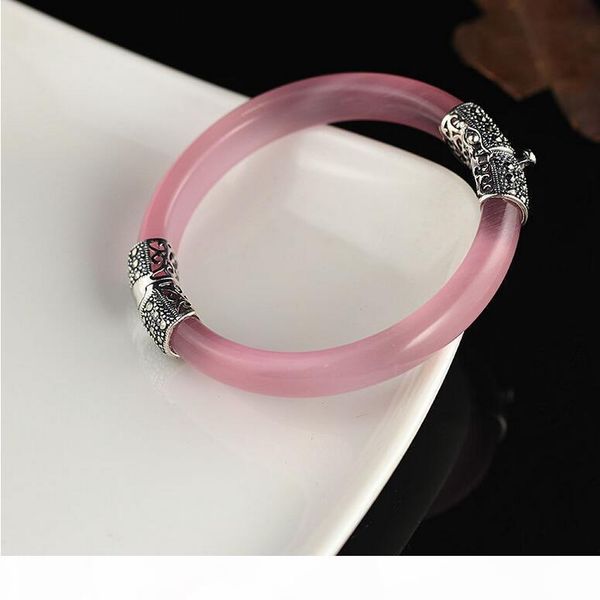 

925 sterling silver браслет белый опал браслет урожай тайский серебряный кристалл открытие браслет моды корейской версии