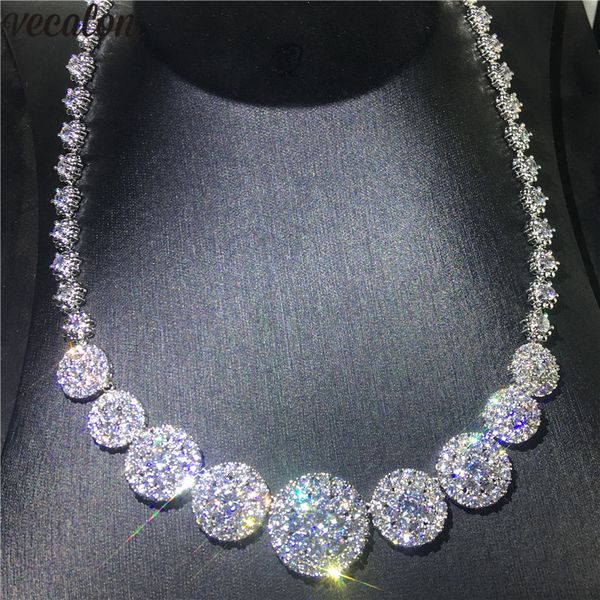 

vecalon dexule waltz necklace white gold filled cz evening party necklaces for women bridal wedding accessories jewelry, Silver