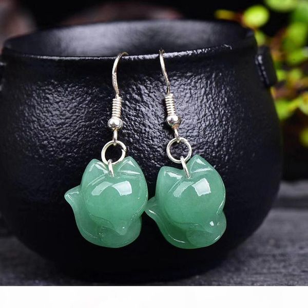 

fashion- natural crystal earrings caved fox with 925 silver drop earrings lucky for women girl gift crystal fashion jewelry