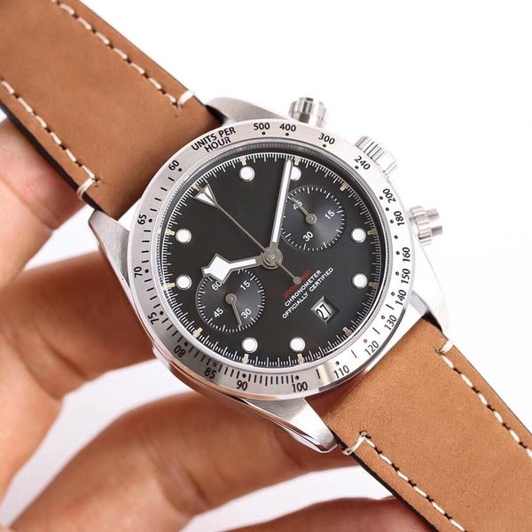 

tw mens watch multi-function timer 7750 movement automatic watch 41mm men watches montre de luxe reloj de lujo, Slivery;brown