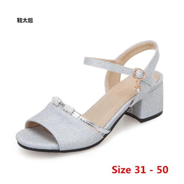 

summer med high heels woman sandals high heel shoes ankle strap come heel women gladiators sandalas small big size 31 - 50, Black