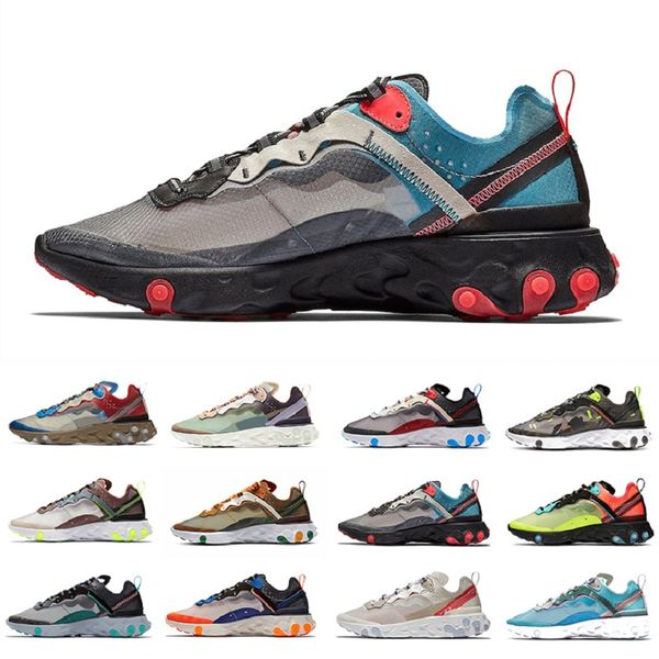 

new undercover x react element 87 mens running shoes react 87s desert sand camo sail blue chill men women trainer sports sneakers us5.5-11