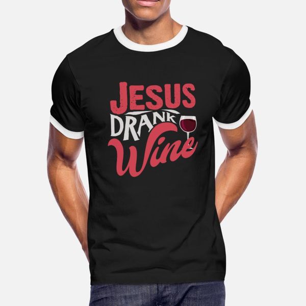 

jesus drank wine t shirt men designs 100% cotton plus size 3xl normal crazy basic spring autumn family shirt