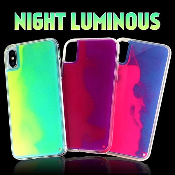 

night luminous quicksand phone case for apple iphone xs max x xr 6s 7 8 plus liquid night light cellphone cover