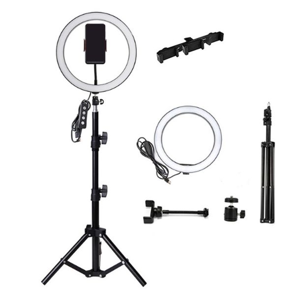 

10 inch led ring light mobile phone live support ring shape fill light aluminum alloy tripod multi-function bracket