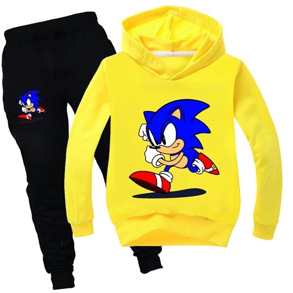

sonic the hedgehog clothes fall girls tracksuit cool kids hoodies and pants family boys winter clothing set boutique outfits 0926, White