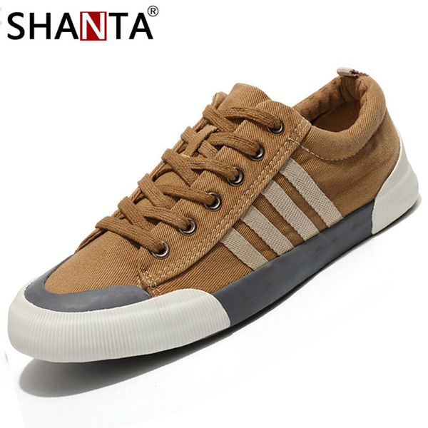 

shanta canvas 2019 fashion solid color vulcanized lace-up white casual shoes men sneakers y200801, Black