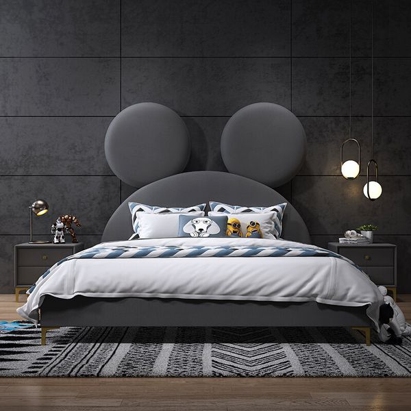 

children's bed girl's and boy's nordic fabric double bed 1.8 m 1.5 net red cartoon bedroom big