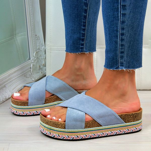 

new arrival 2020 women sandals women summer fashion leisure open toe sandals thick bottom slippers wedges shoes sandalias, Black