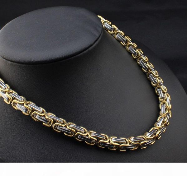 

heavy men's jewelry byzantine chain gold silver duotone necklaces bracelets set