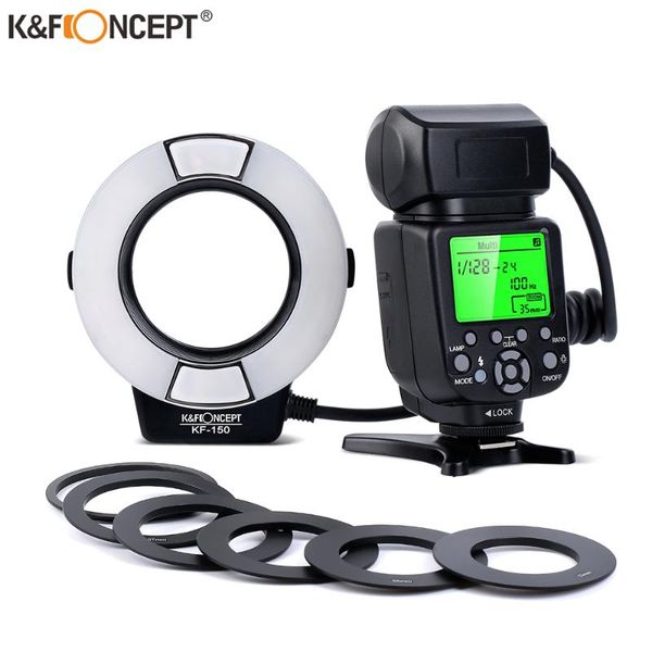 

k&f concept ring flash light e-ttl macro flash ring with 52 55 58 62 67 77mm adapter for dslr camera