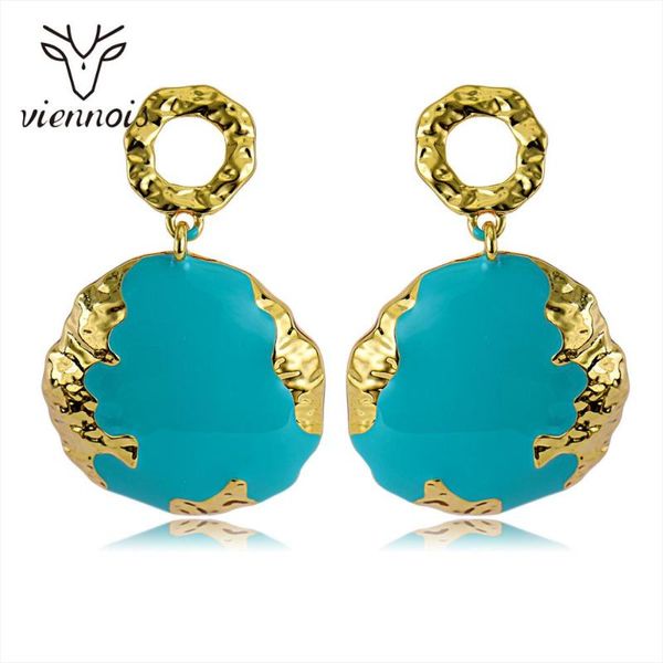 

viennois new enamel dangle earrings for women in exclusive design green/white female metallic party jewelry, Silver